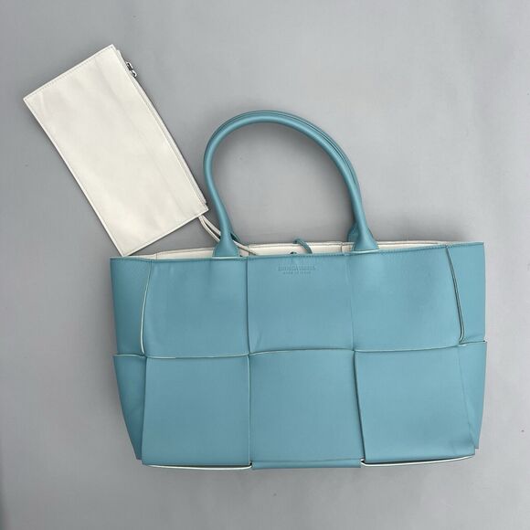 Bottega Veneta Handbags - BOTTEGA VENETA Tote Bag Arco Tote Maxi Intrecciato Leather Blue Solid With Pouch